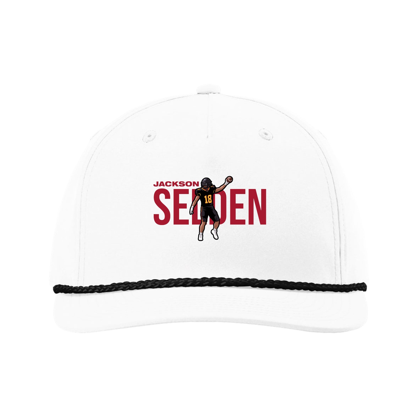 Five-Panel Classic Rope Cap — Player Name in White