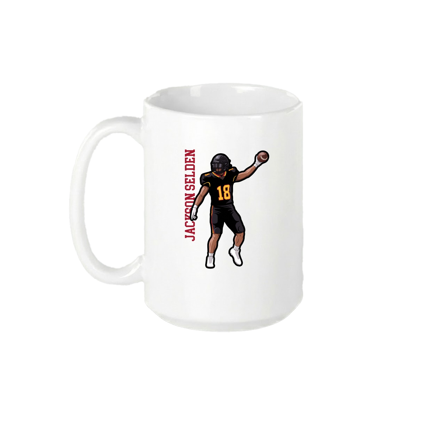 15oz Coffee Mug — Name Vertical in White