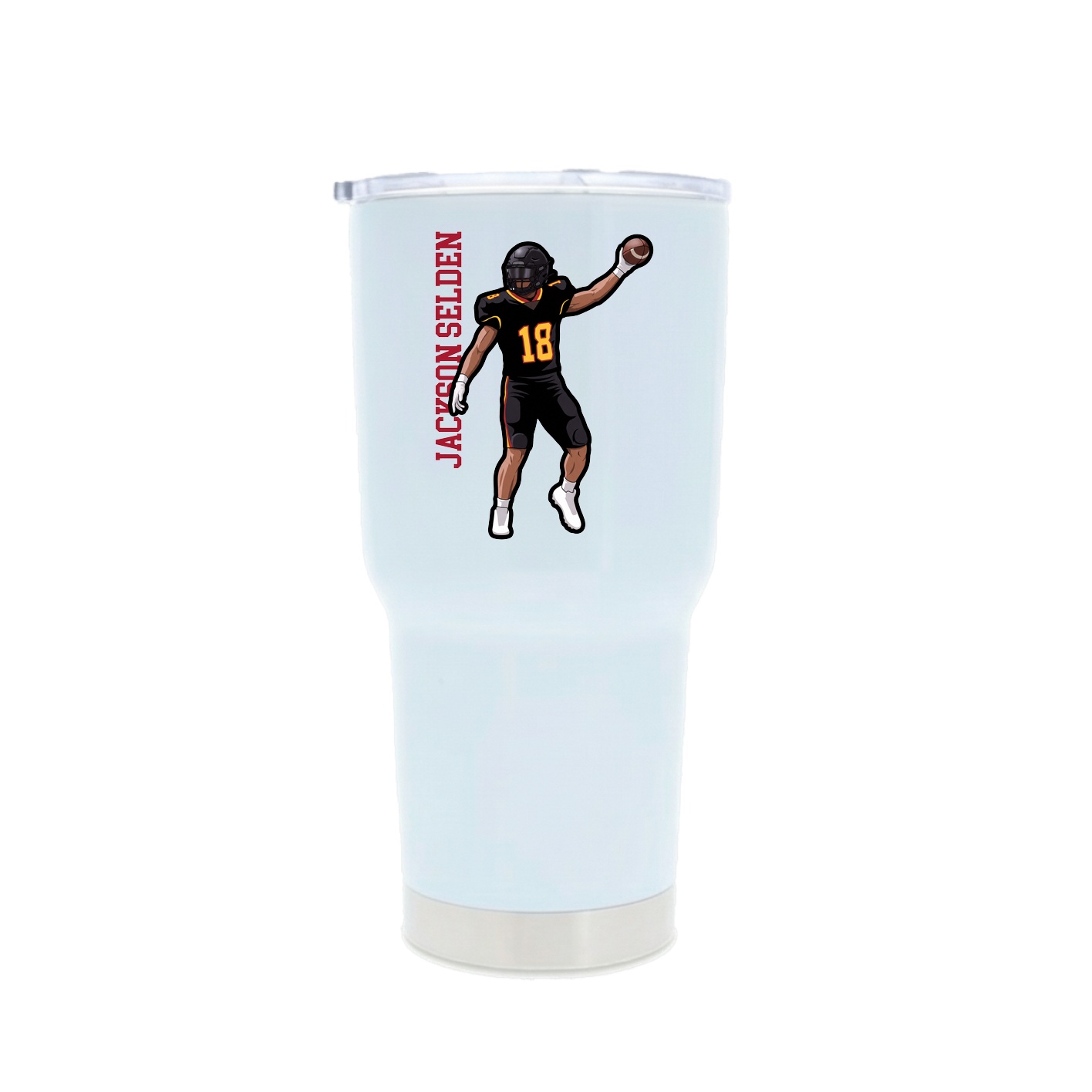 30oz Stainless Steel Tumbler — Name Vertical in White