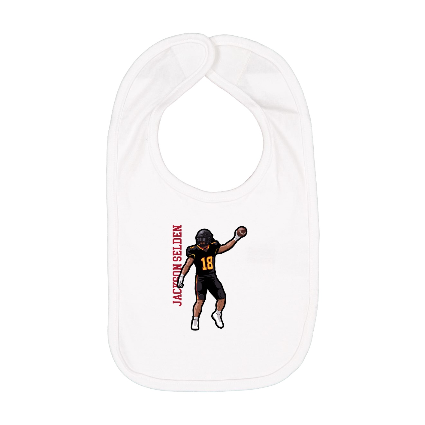 Infant Bib — Name Vertical in White