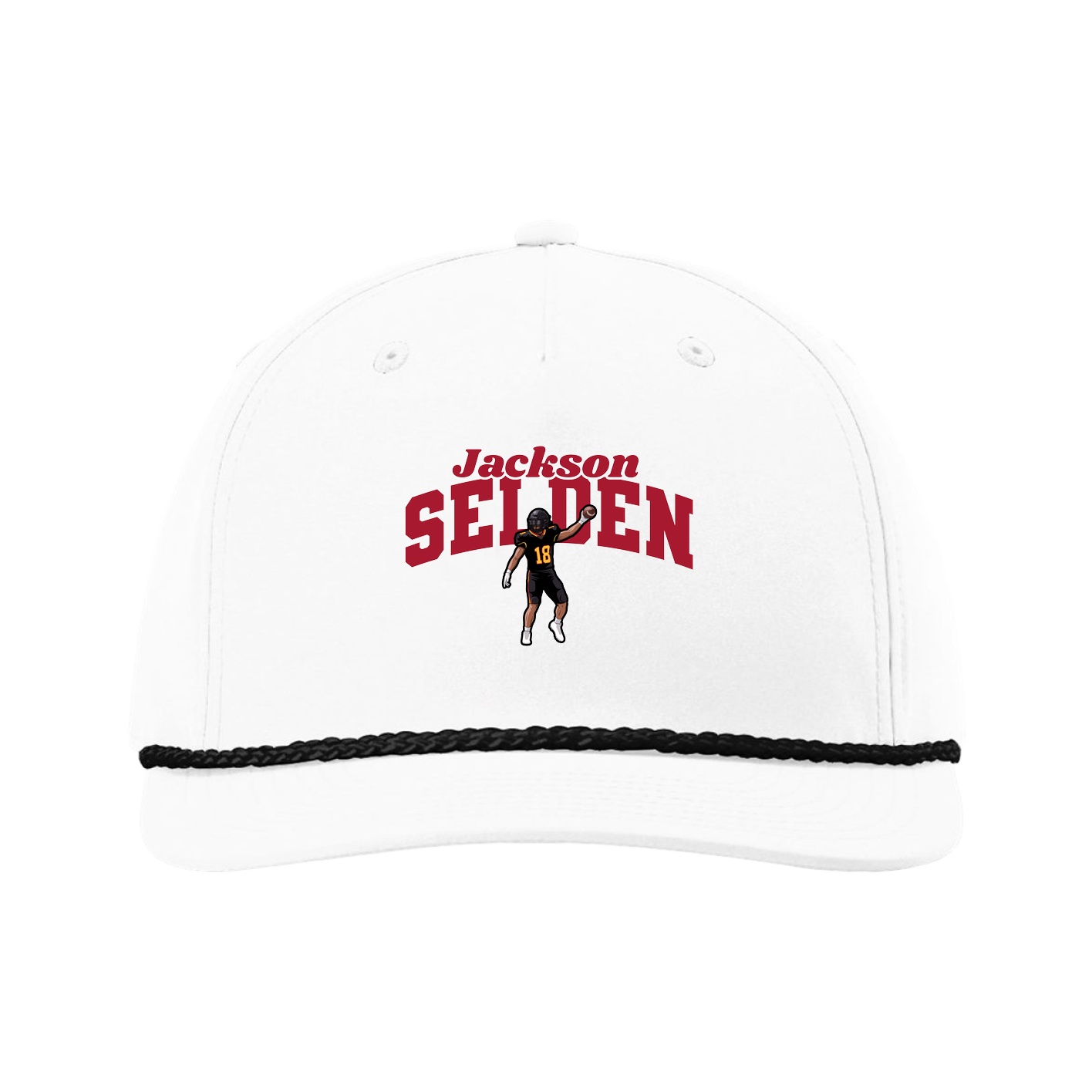 Five-Panel Classic Rope Cap — Signature Arch in White