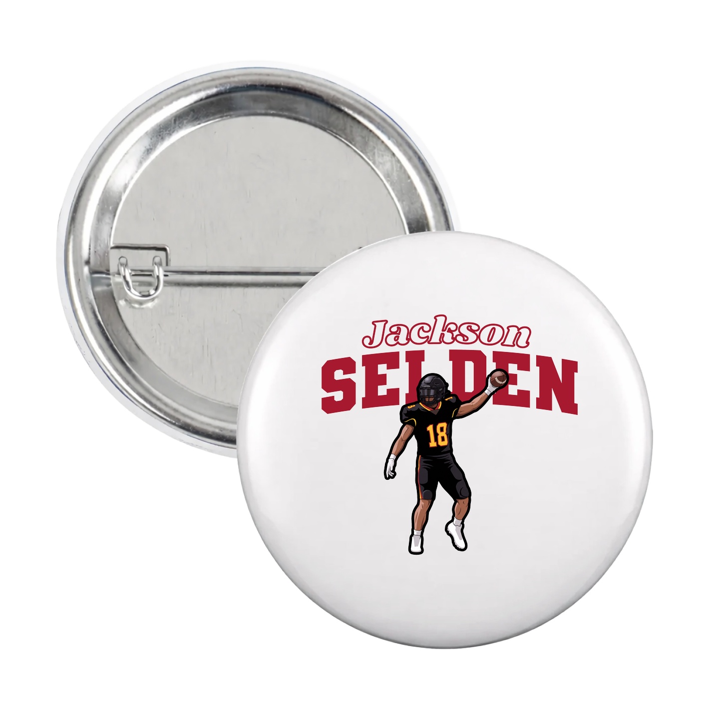 Game Day Button — Name Arch in White