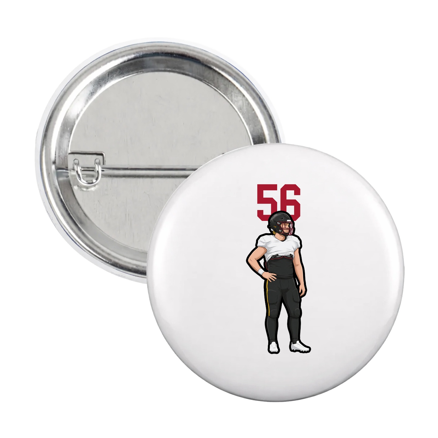 Game Day Button — Number Top in White