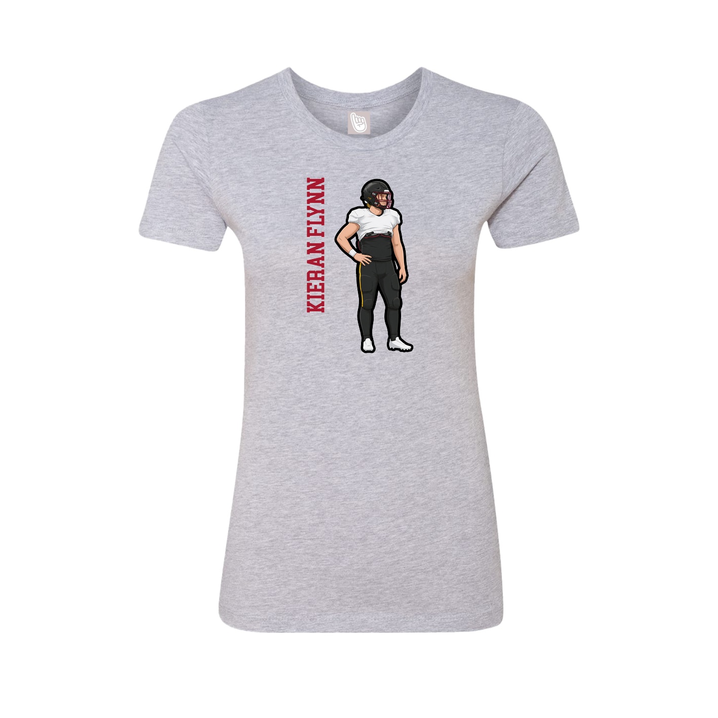 Fitted Women's Tee — Name Vertical in Grey