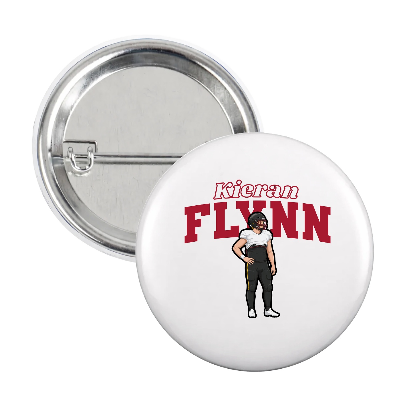 Game Day Button — Name Arch in White