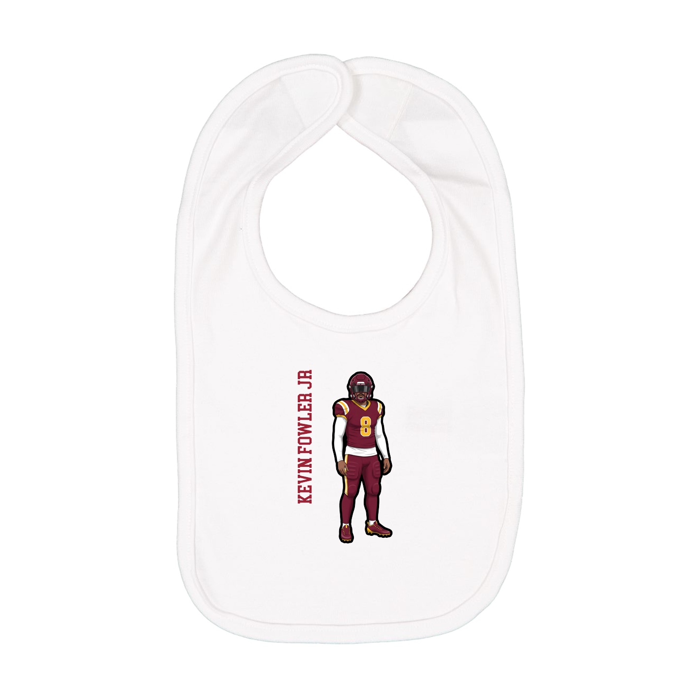 Infant Bib — Name Vertical in White
