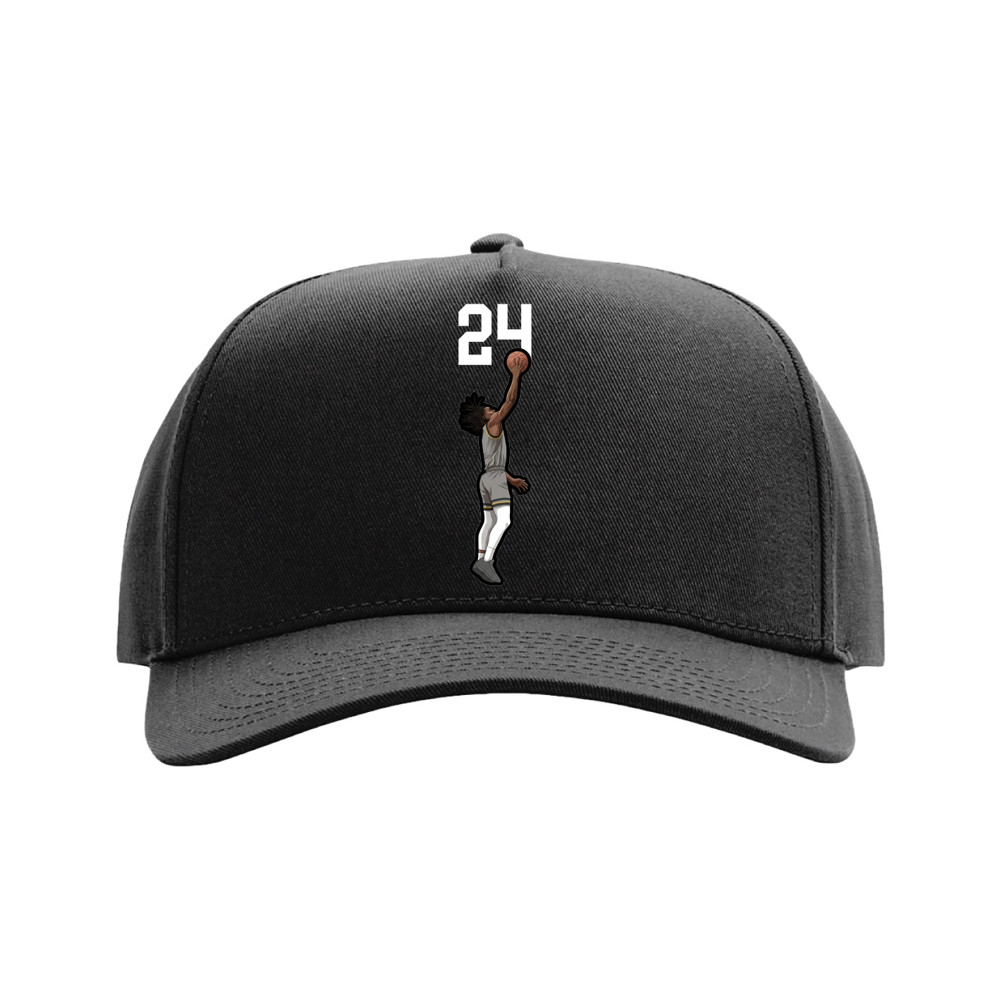 Full Fabric Five-Panel Champ Cap — Number Top in Black