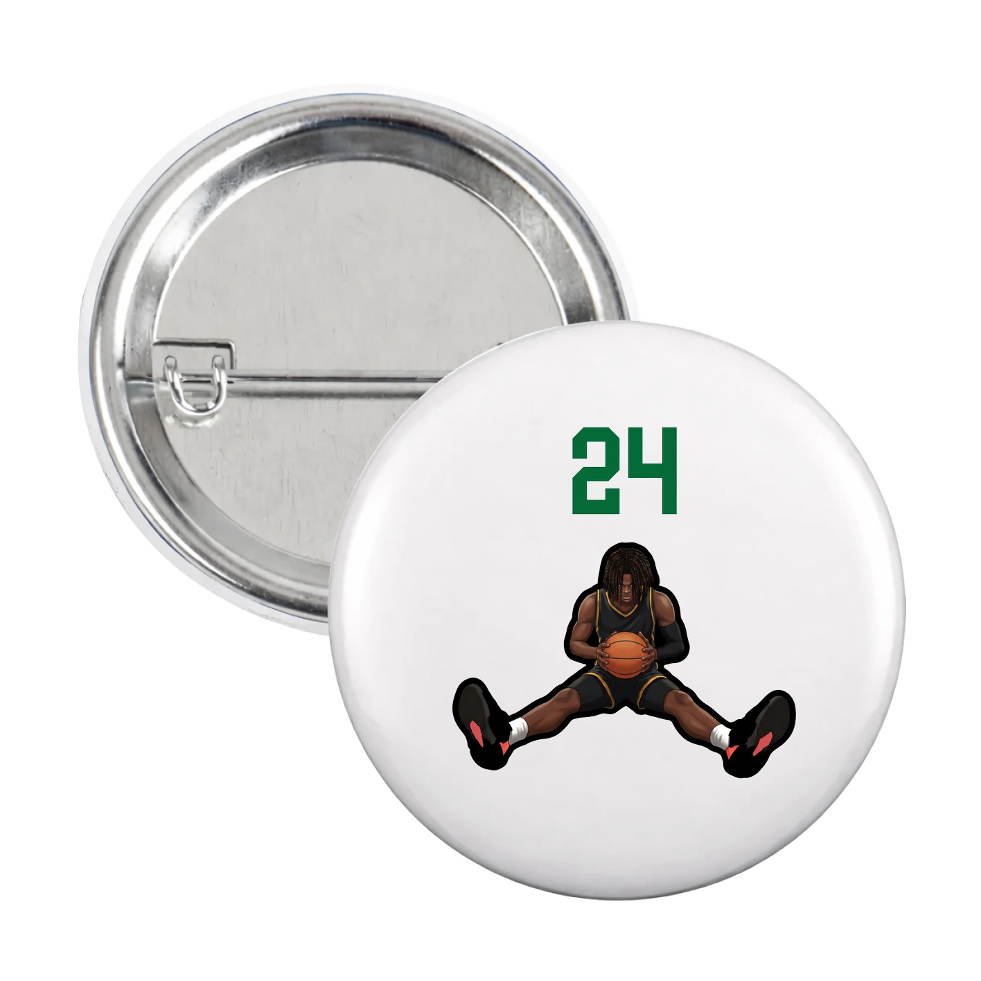 Game Day Button — Number Top in White