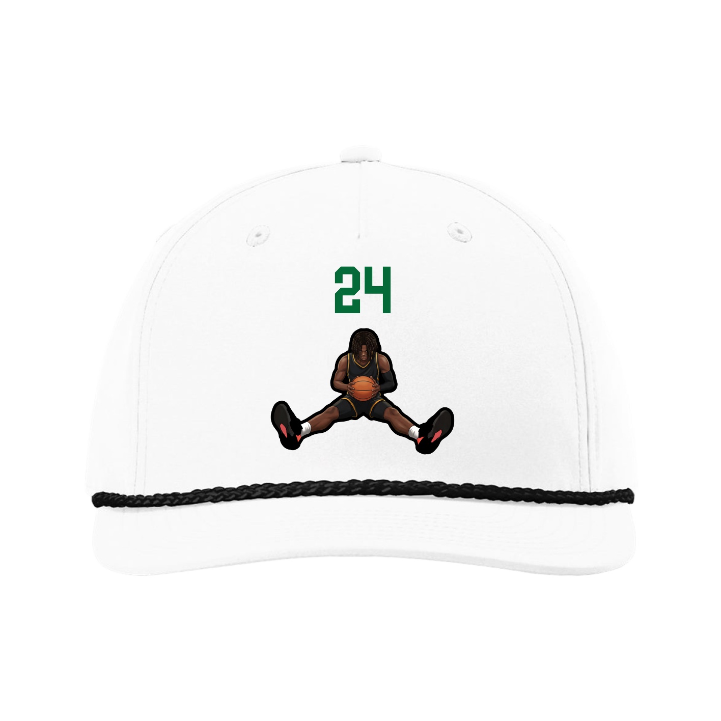 Five-Panel Classic Rope Cap — Number Top in White