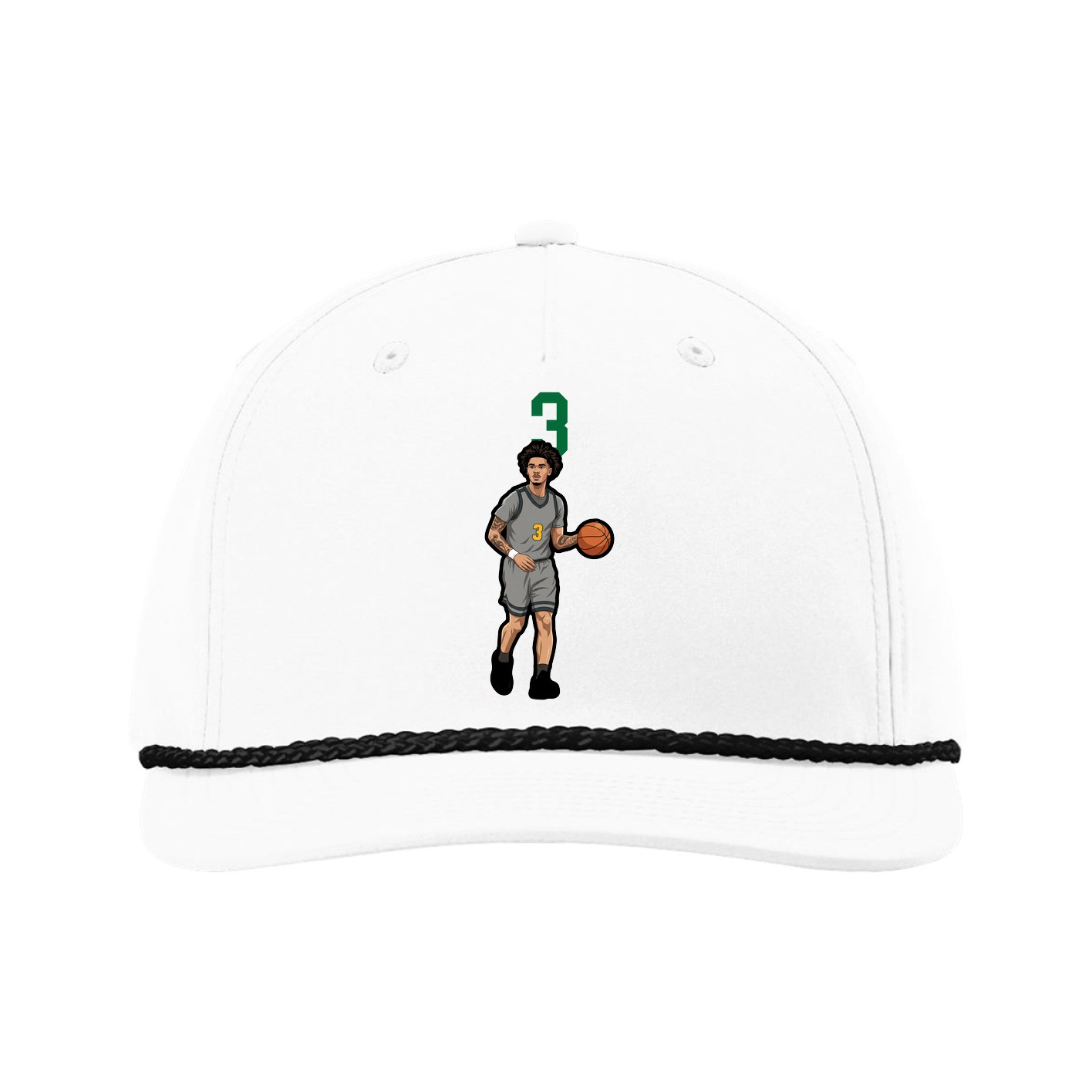 Five-Panel Classic Rope Cap — Number Top in White