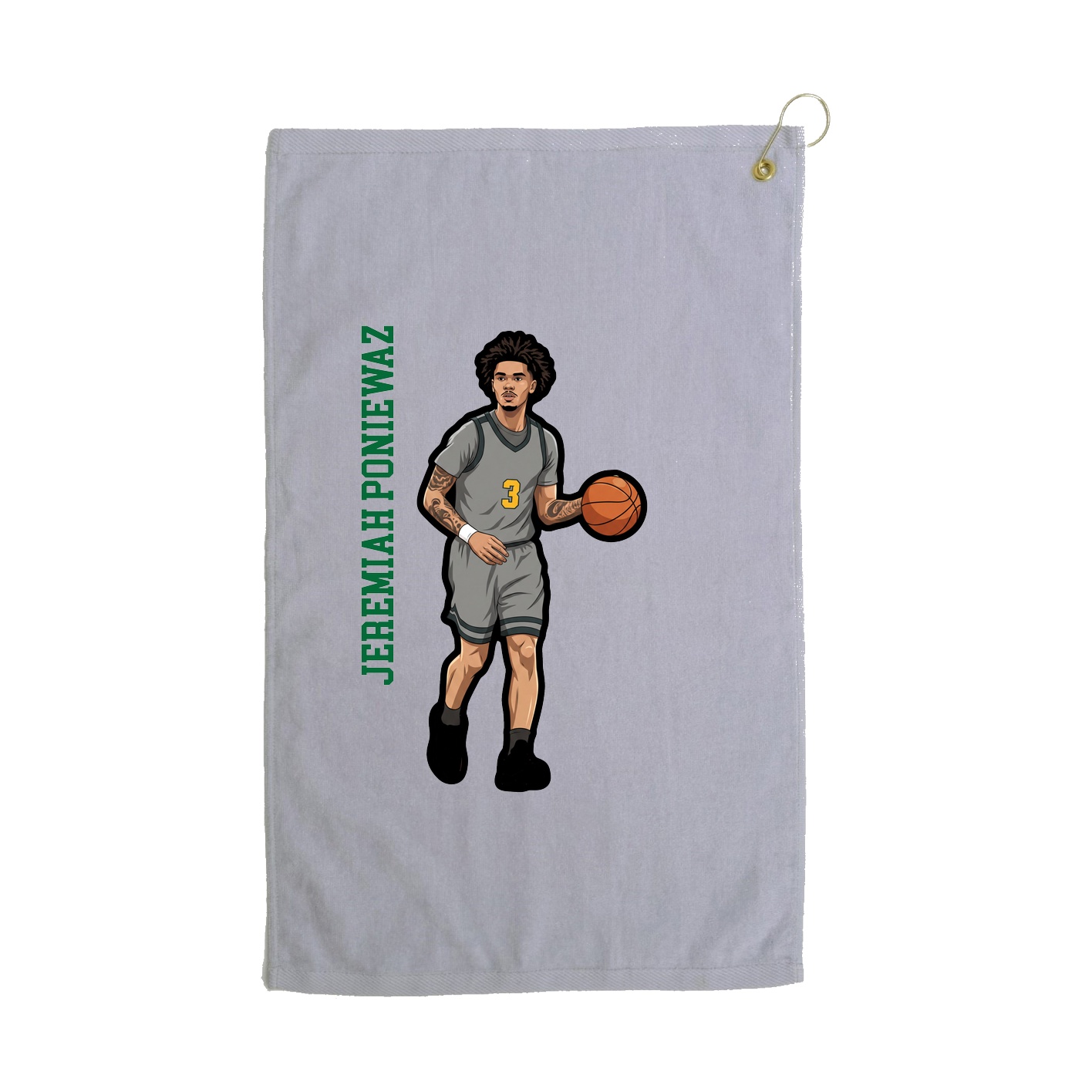 Golf Towel — Name Vertical in Grey