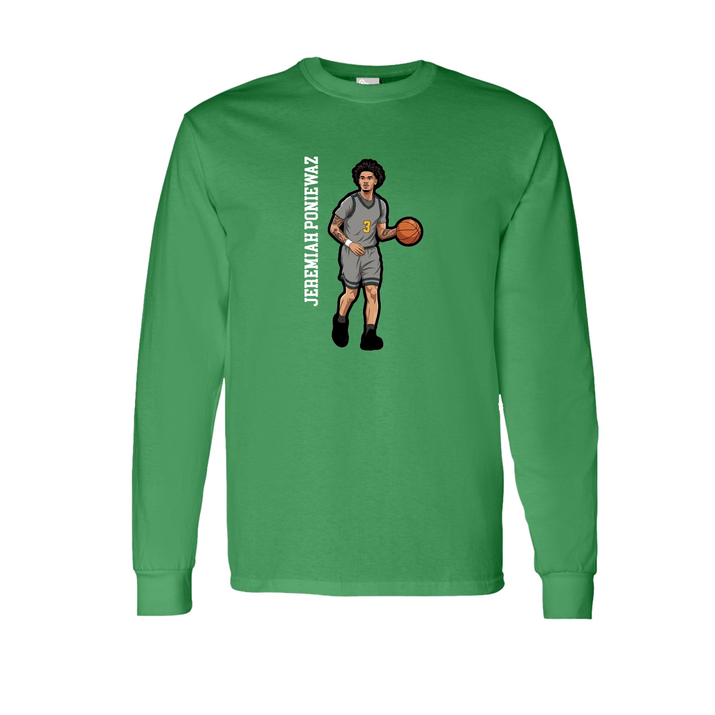 Long Sleeve Tee — Name Vertical in Green