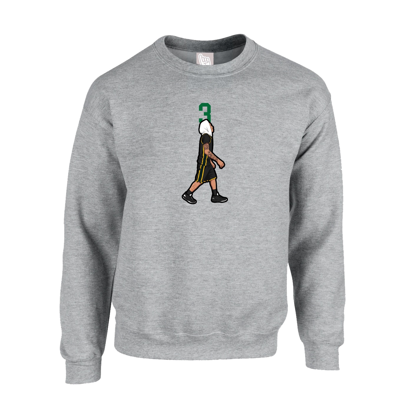Fleece Crew — Number Top in Grey