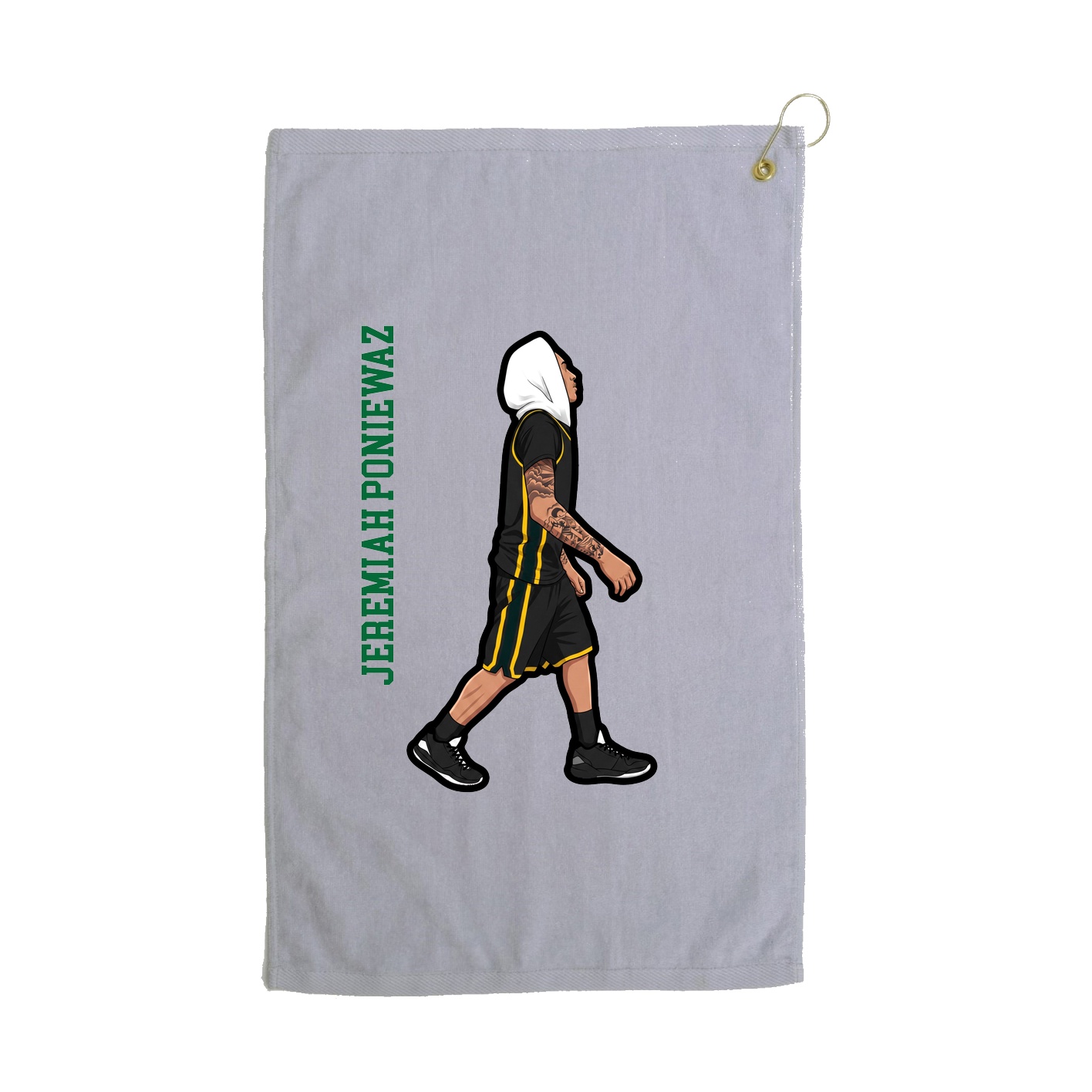 Golf Towel — Name Vertical in Grey