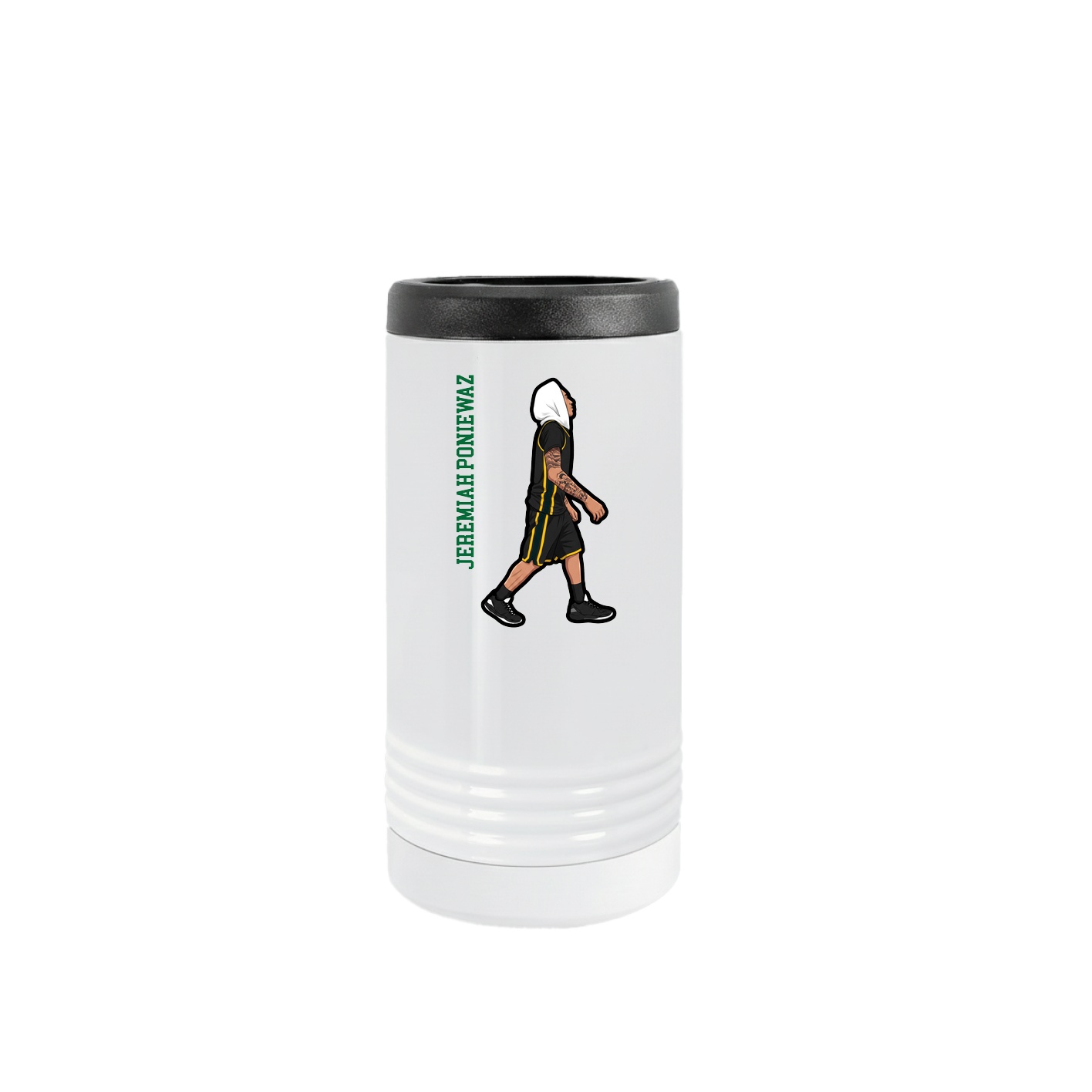 Slim Beverage Holder — Name Vertical in White