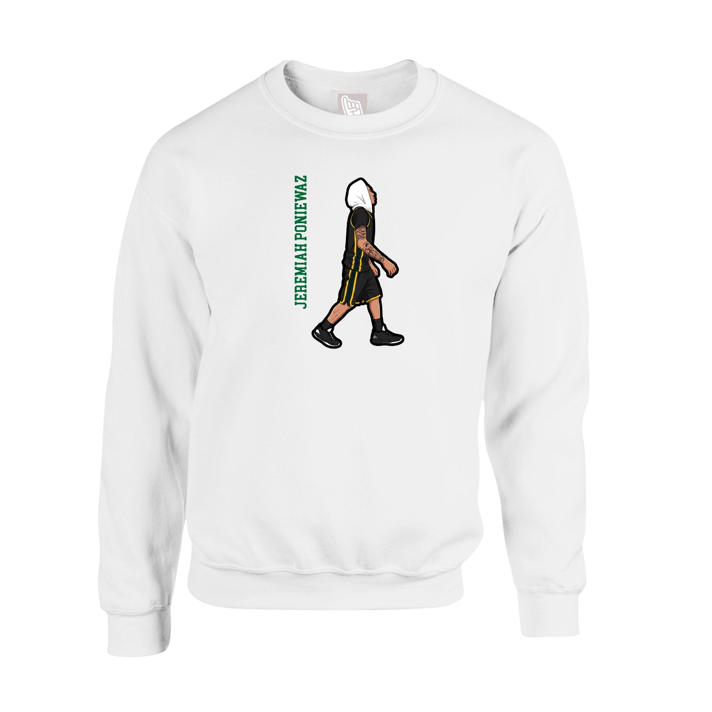 Fleece Crew — Name Vertical in White