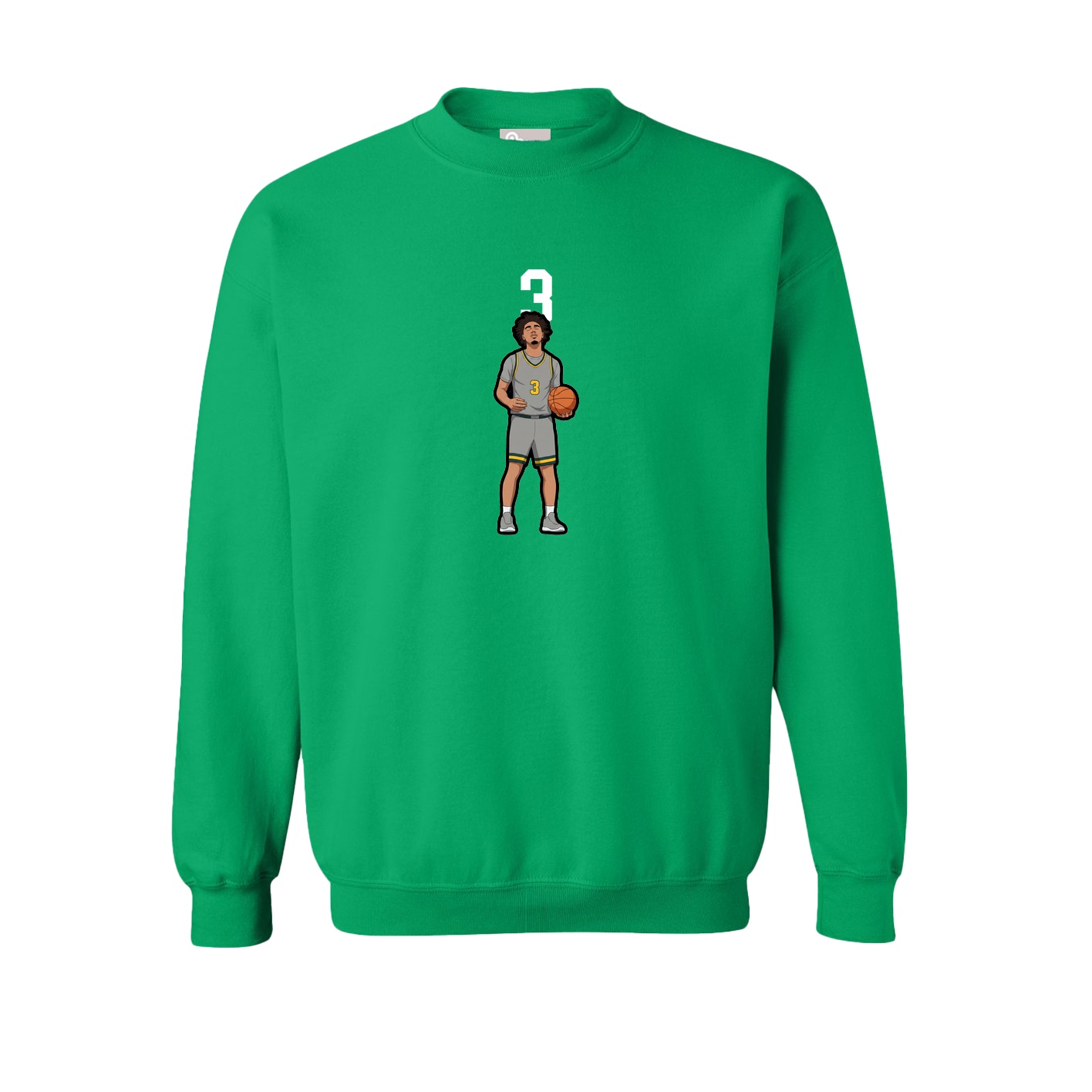 Fleece Crew — Number Top in Green