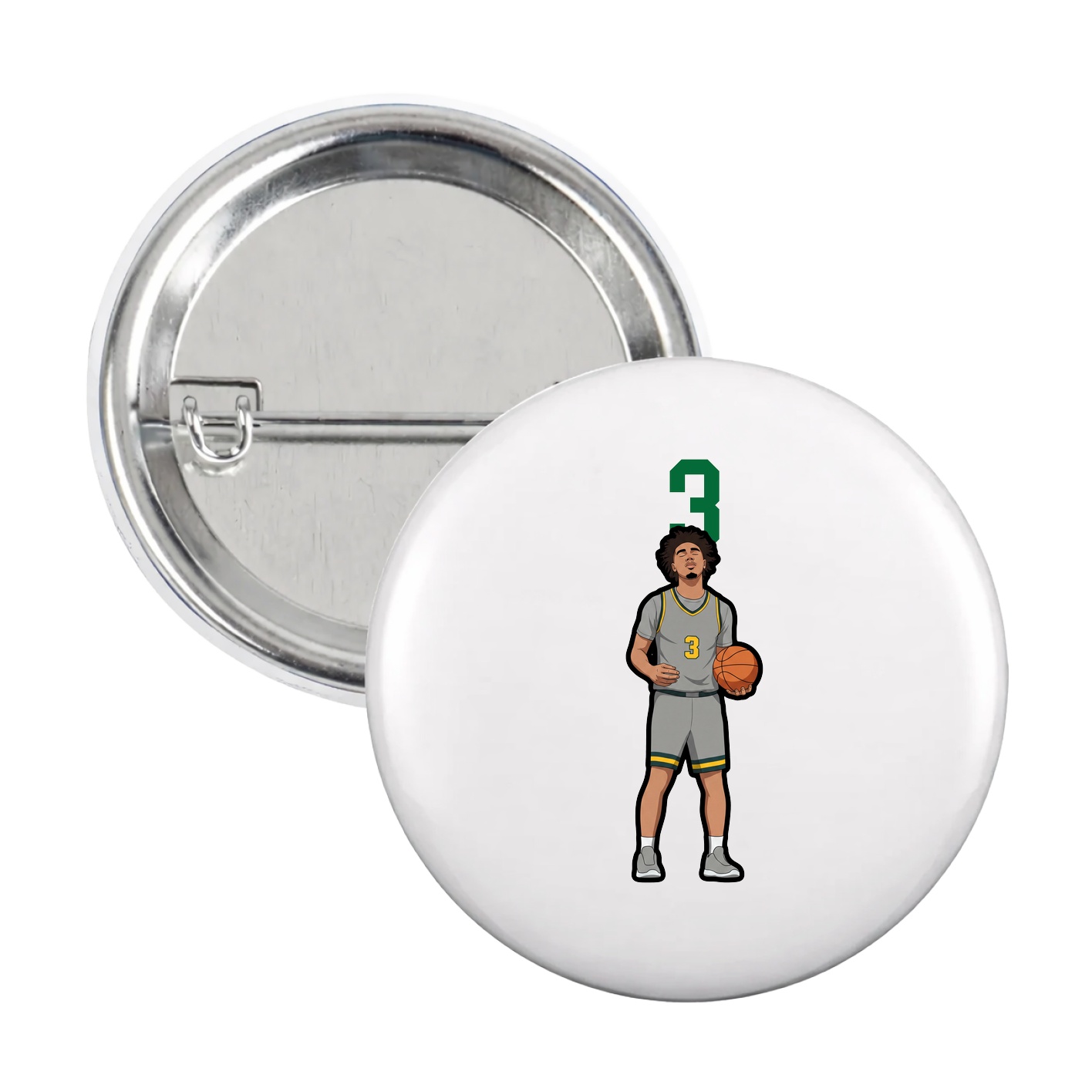 Game Day Button — Number Top in White