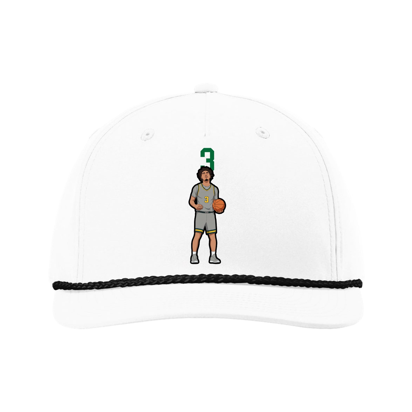 Five-Panel Classic Rope Cap — Number Top in White