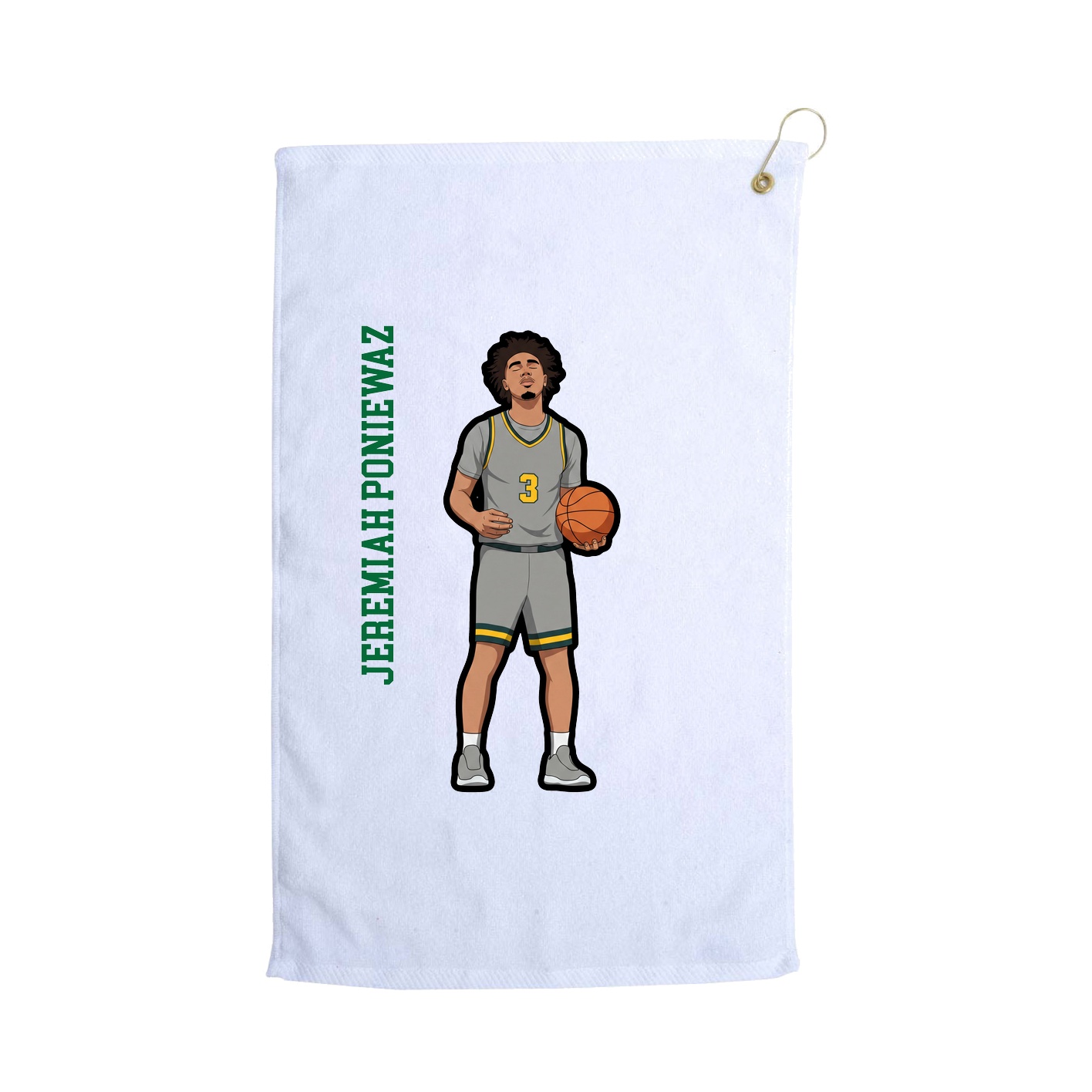 Golf Towel — Name Vertical in White