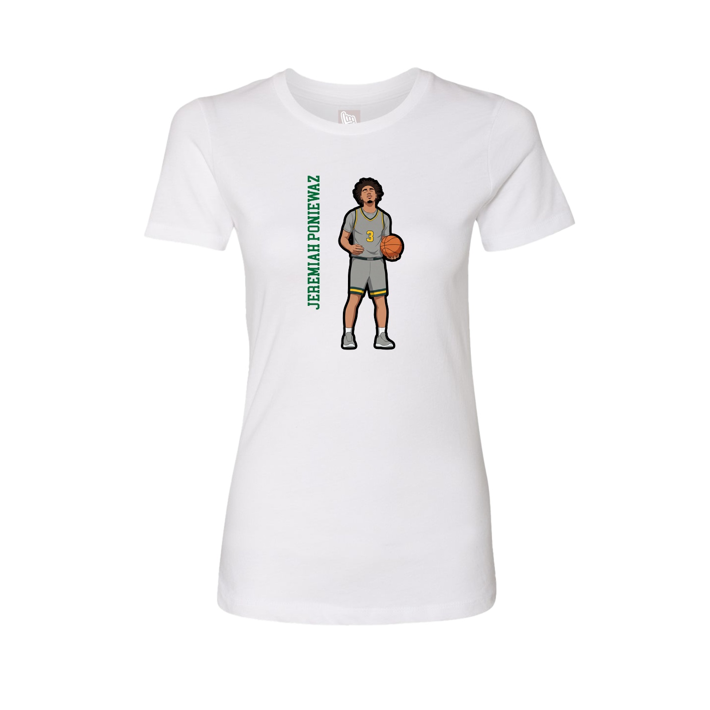 Womens Tee — Name Vertical in White