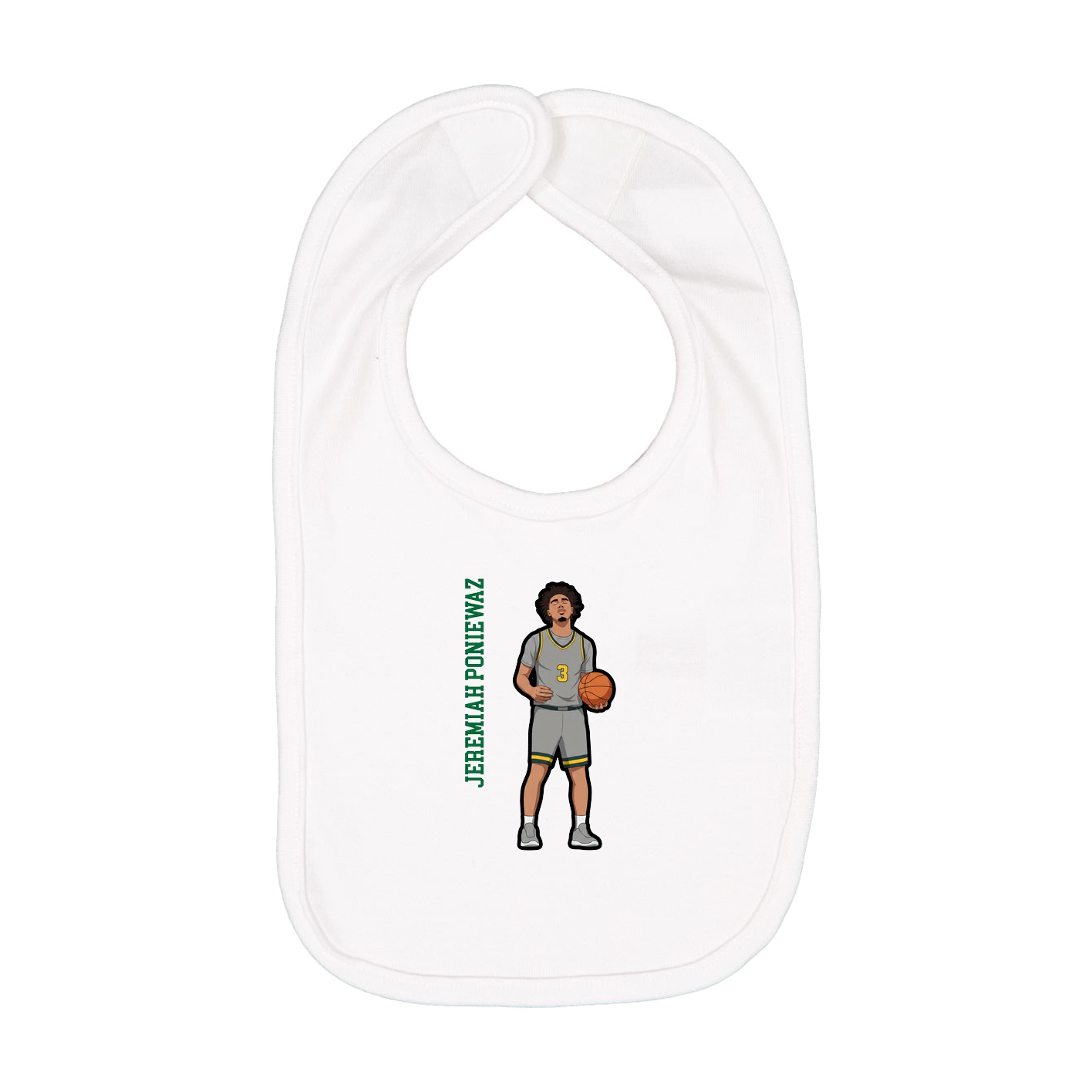 Infant Bib — Name Vertical in White