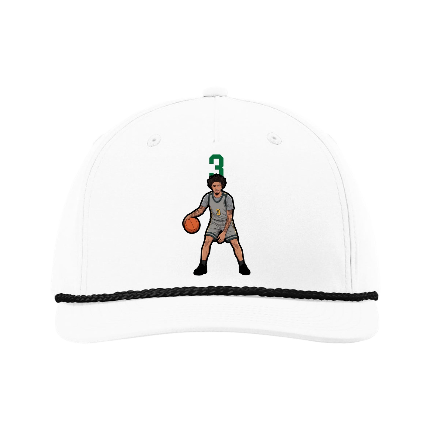 Five-Panel Classic Rope Cap — Number Top in White