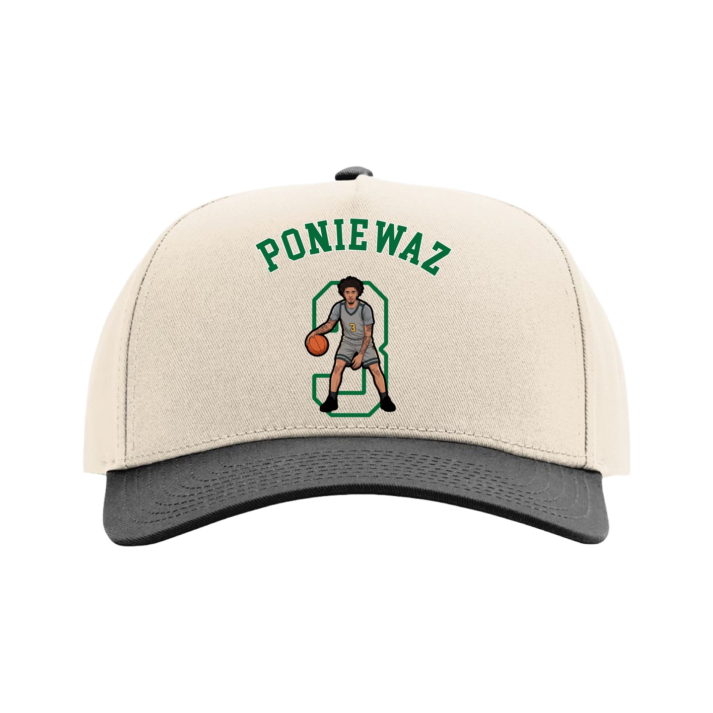 Full Fabric Five-Panel Champ Cap — Shirsey Arch in Cream/Black