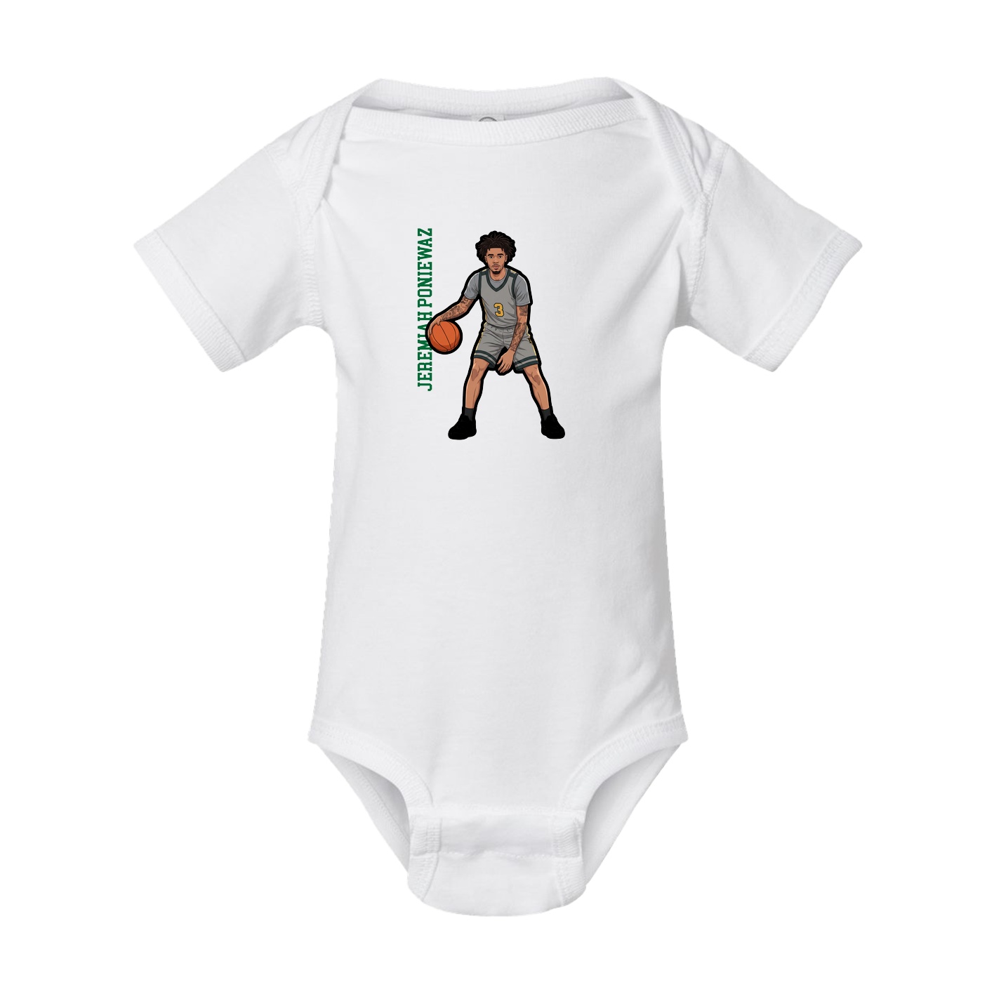 Baby Onesie — Name Vertical in White