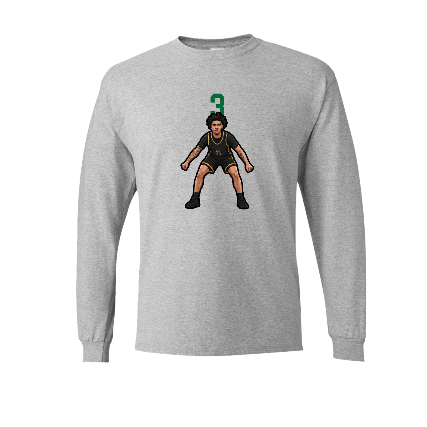 Long Sleeve Tee — Number Top in Grey