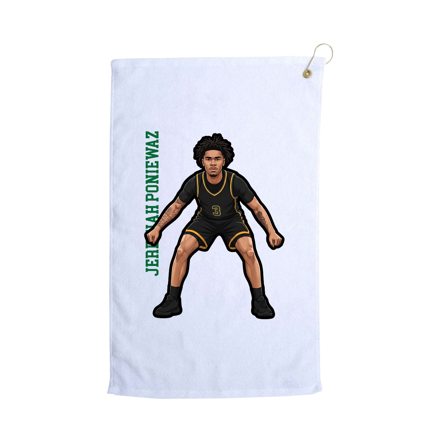 Golf Towel — Name Vertical in White