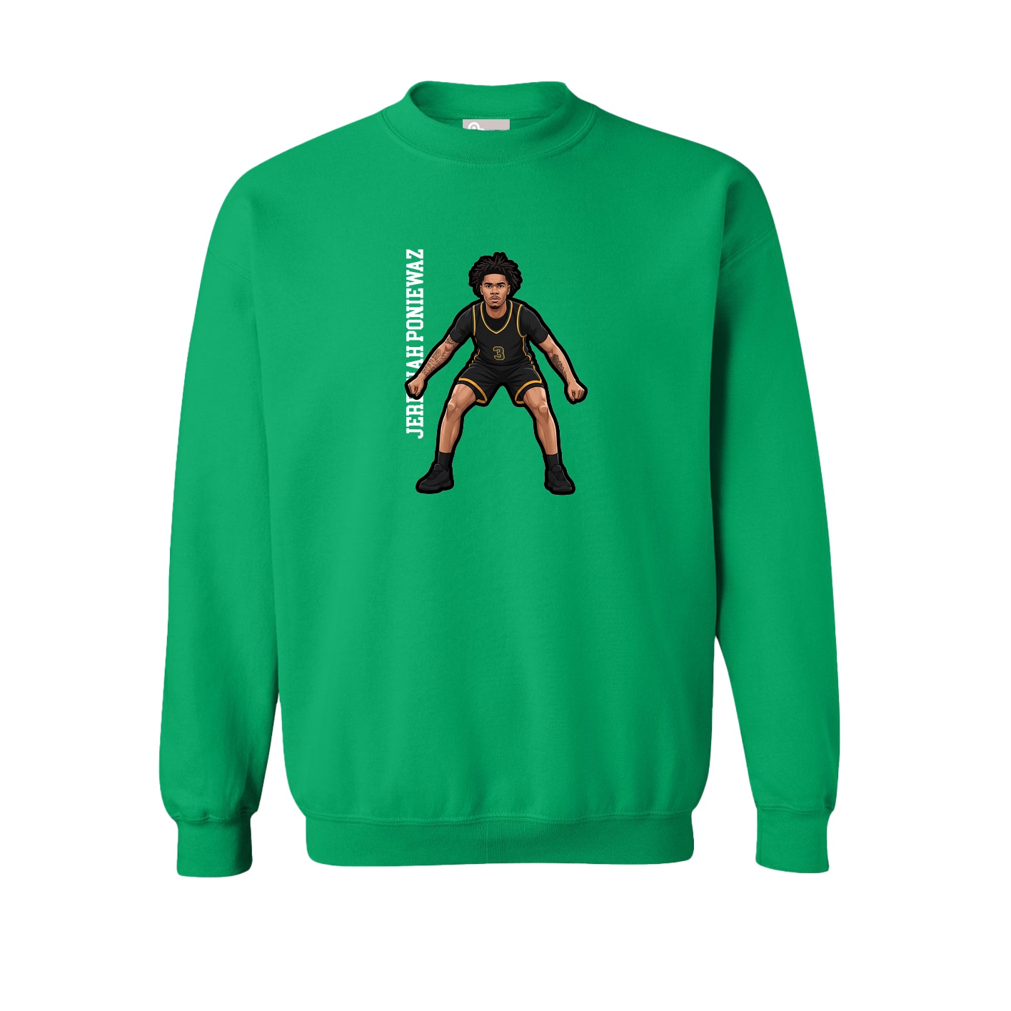 Fleece Crew — Name Vertical in Green