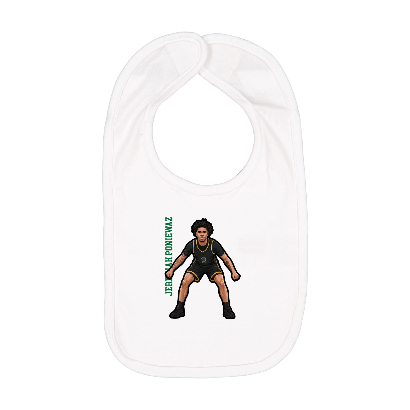 Infant Bib — Name Vertical in White