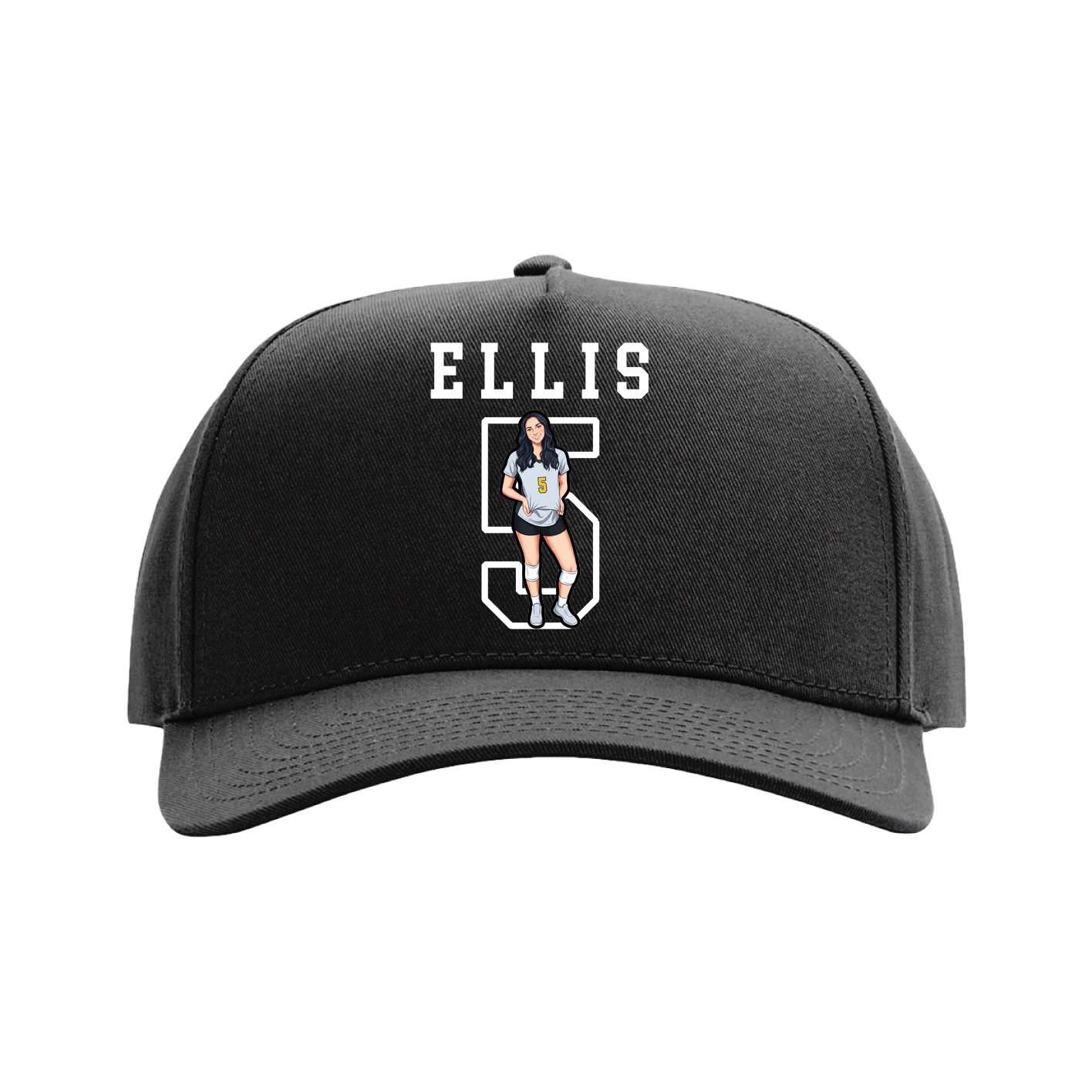 Full Fabric Five-Panel Champ Cap — Shirsey in Black