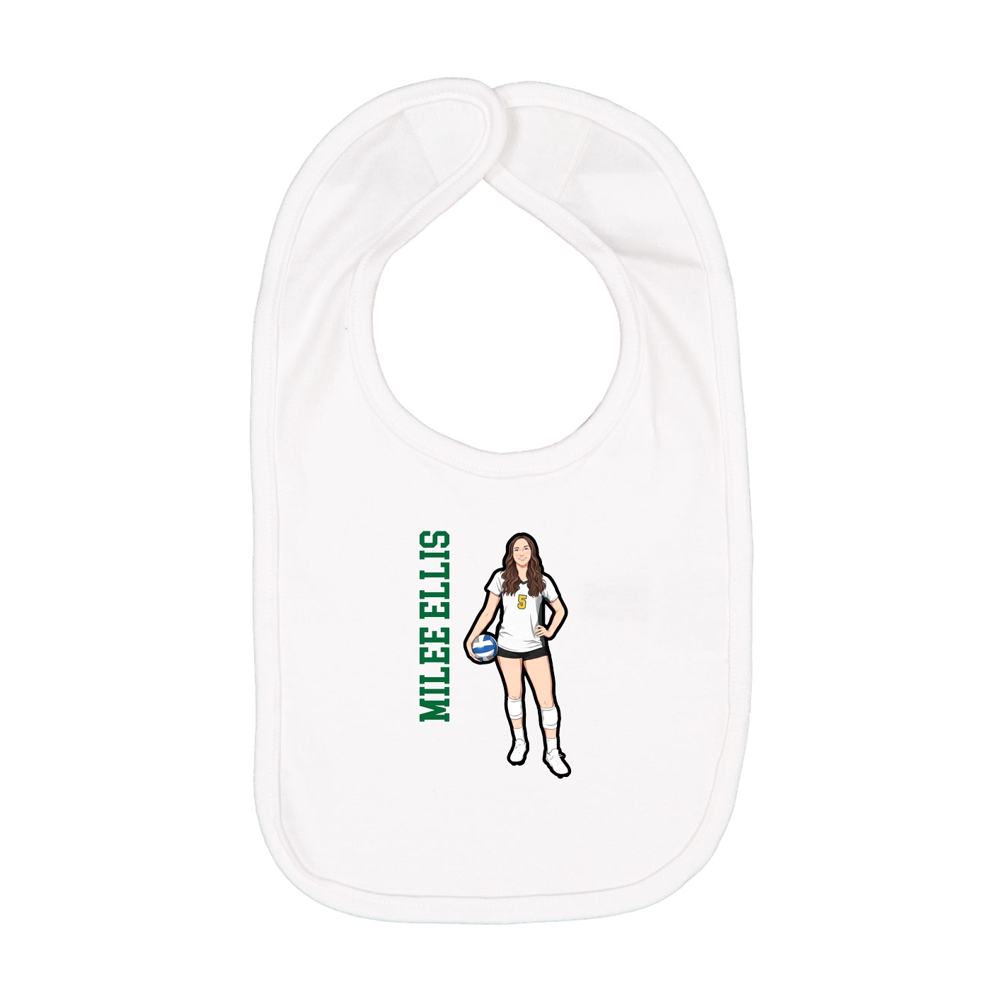 Infant Bib — Name Vertical in White
