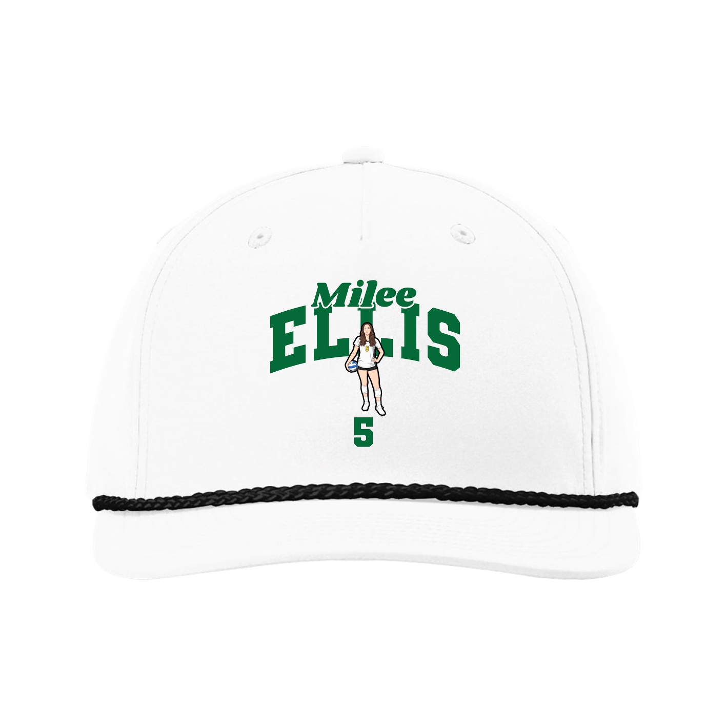 Five-Panel Classic Rope Cap — Signature Arch in White