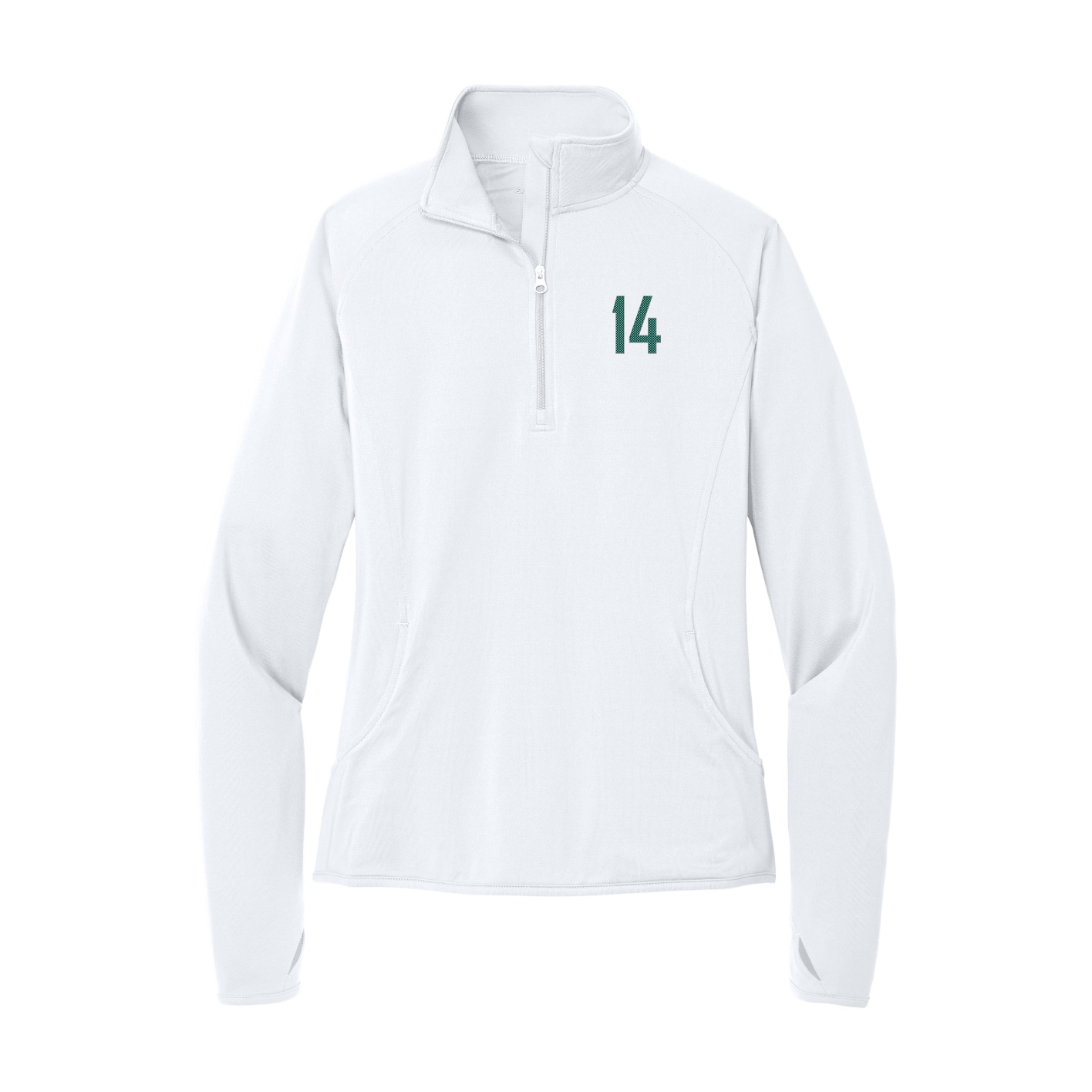 Women's Q-Zip Pullover — Front Shirsy in White