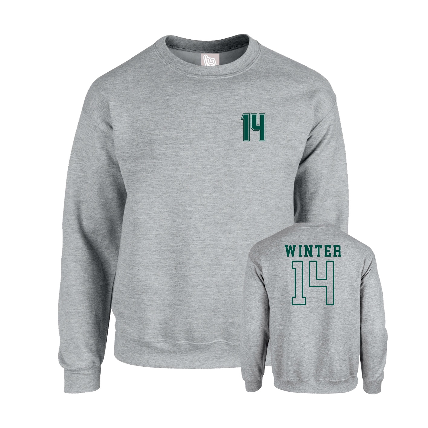 Fleece Crew — Chest Back in Grey