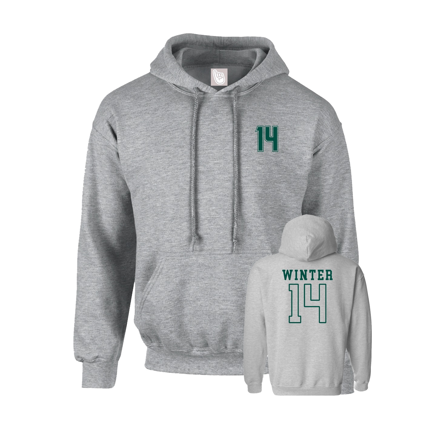 Youth Hoodie — Chest Back in Grey