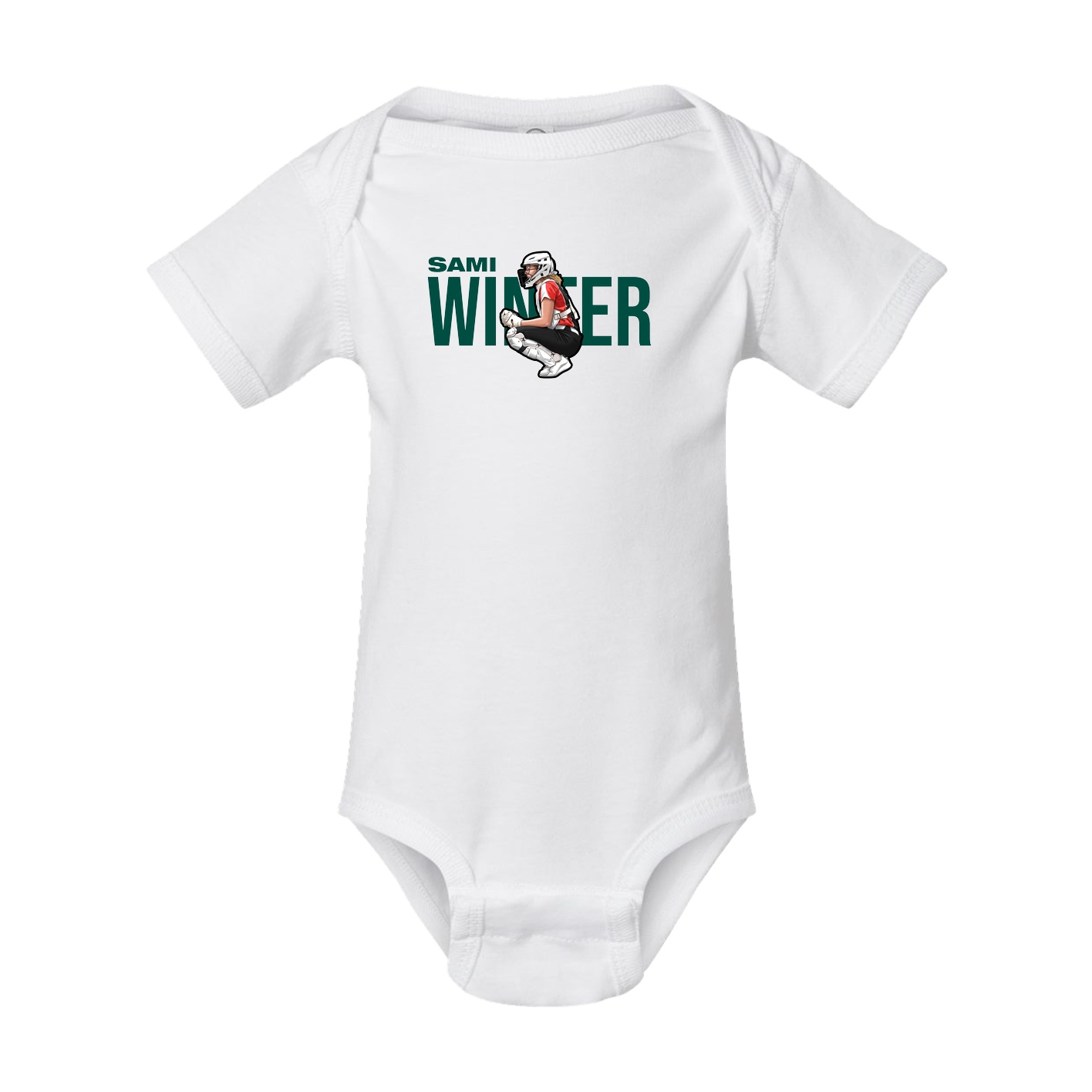 Baby Onesie — Player Name in White