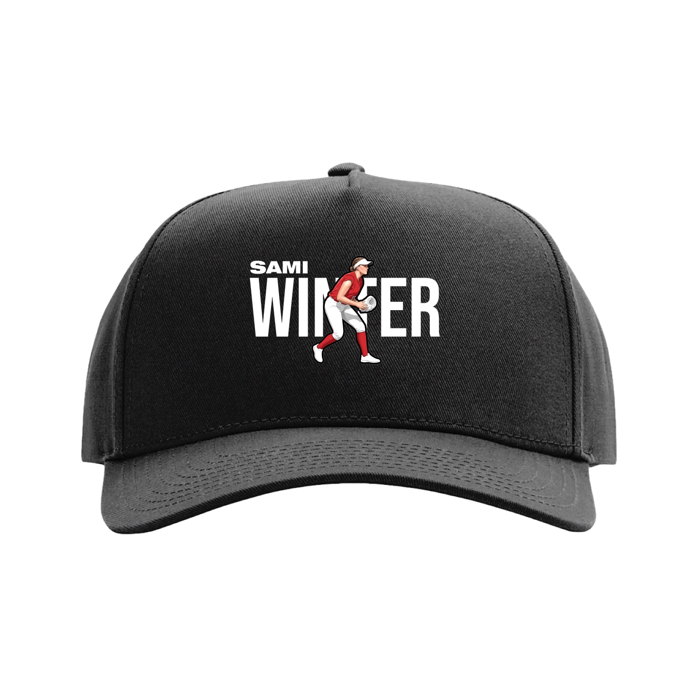 Full Fabric Five-Panel Champ Cap — Player Name in Black