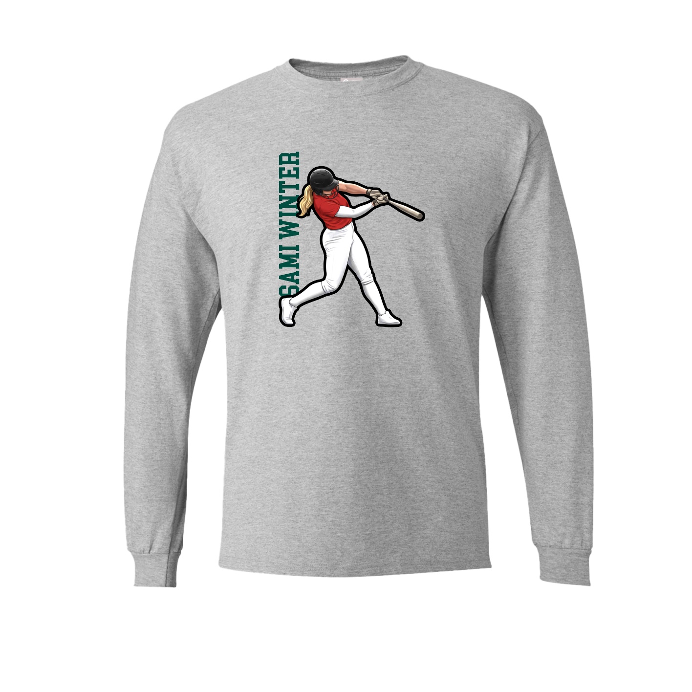 Long Sleeve Tee — Name Vertical in Grey