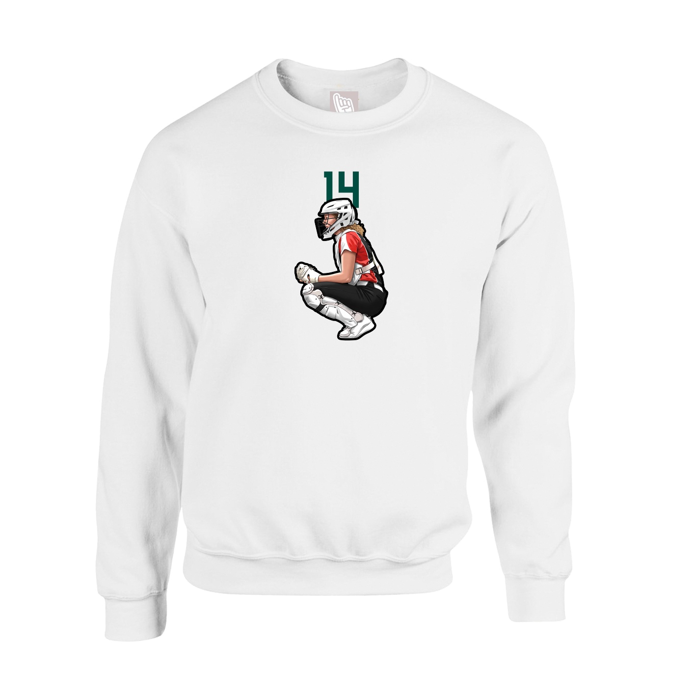 Fleece Crew — Number Top in White