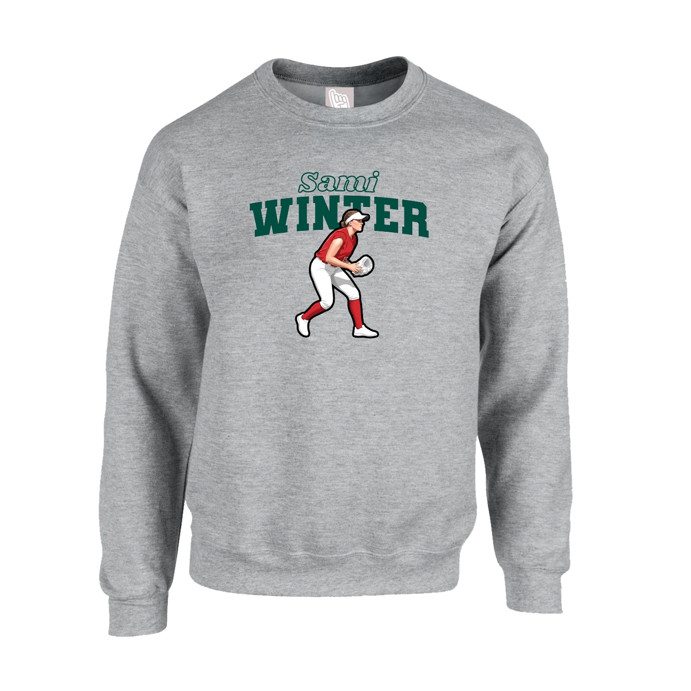 Fleece Crew — Name Arch in Grey