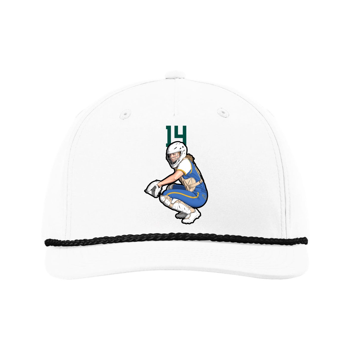 Five-Panel Classic Rope Cap — Number Top in White