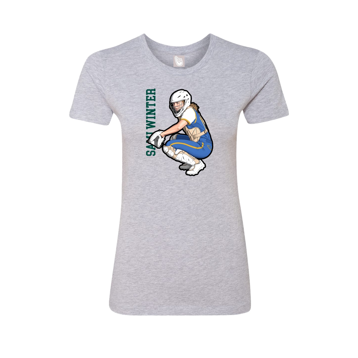 Fitted Women's Tee — Name Vertical in Grey