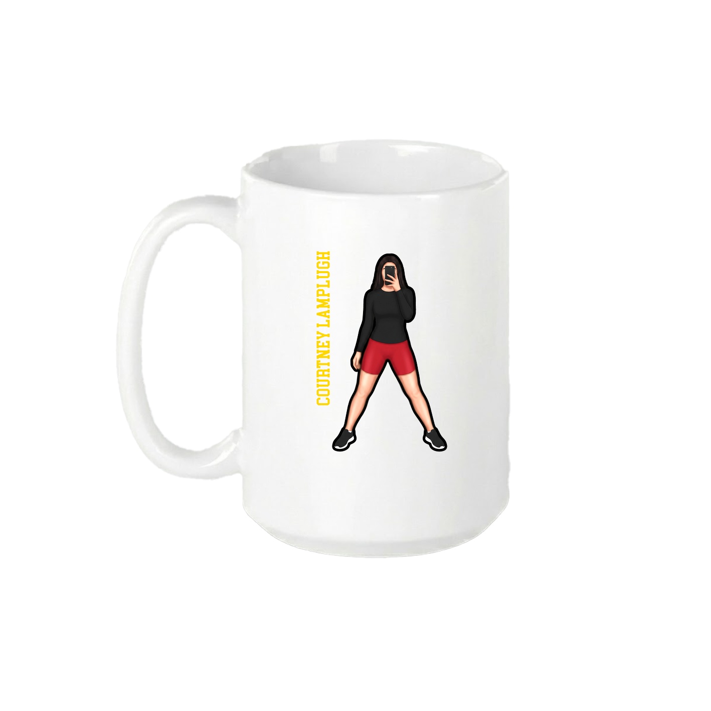 15oz Coffee Mug — Name Vertical in White
