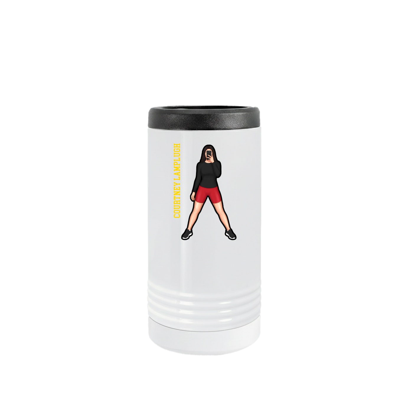 Slim Beverage Holder — Name Vertical in White