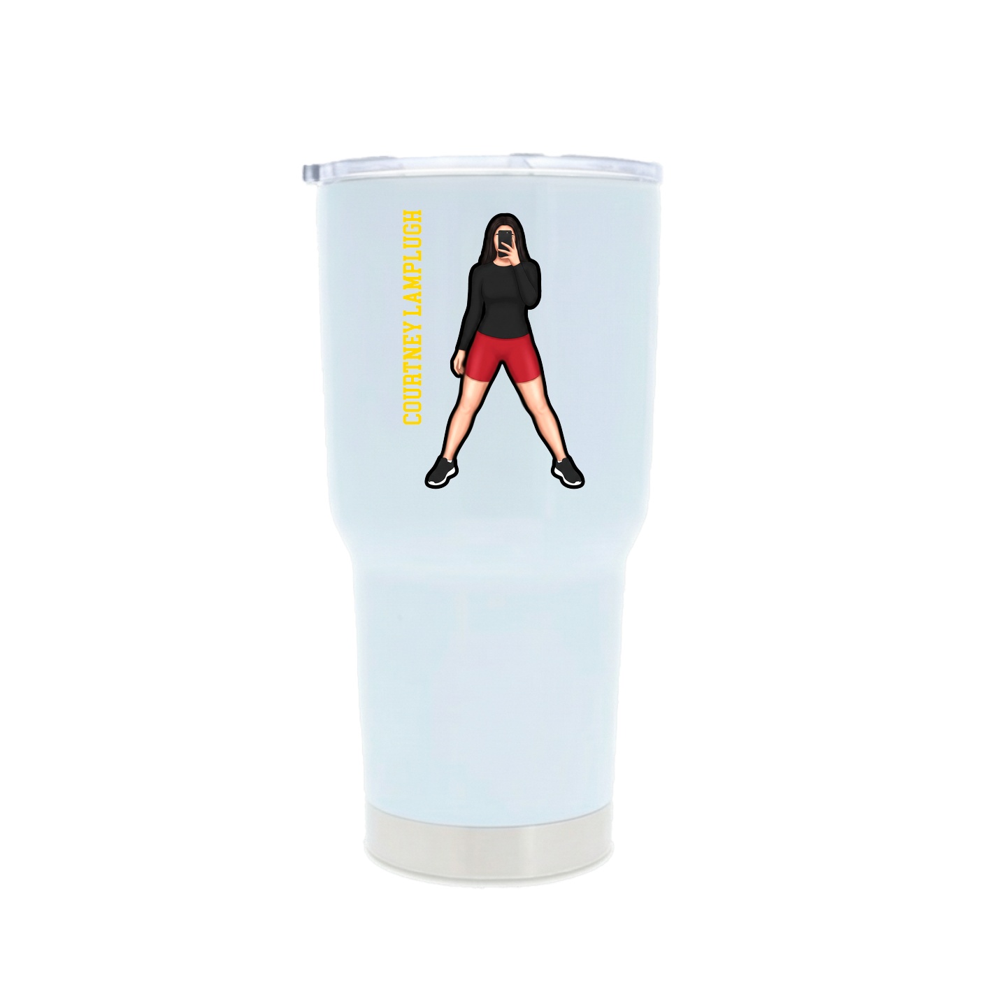 30oz Stainless Steel Tumbler — Name Vertical in White