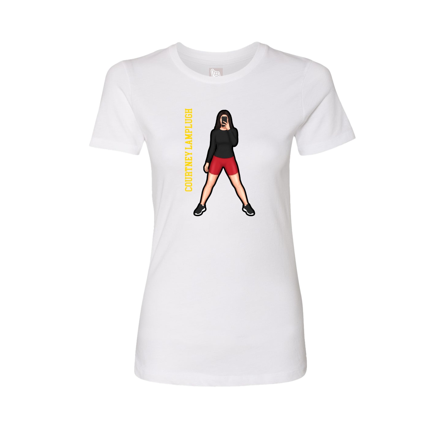Fitted Women's Tee — Name Vertical in White